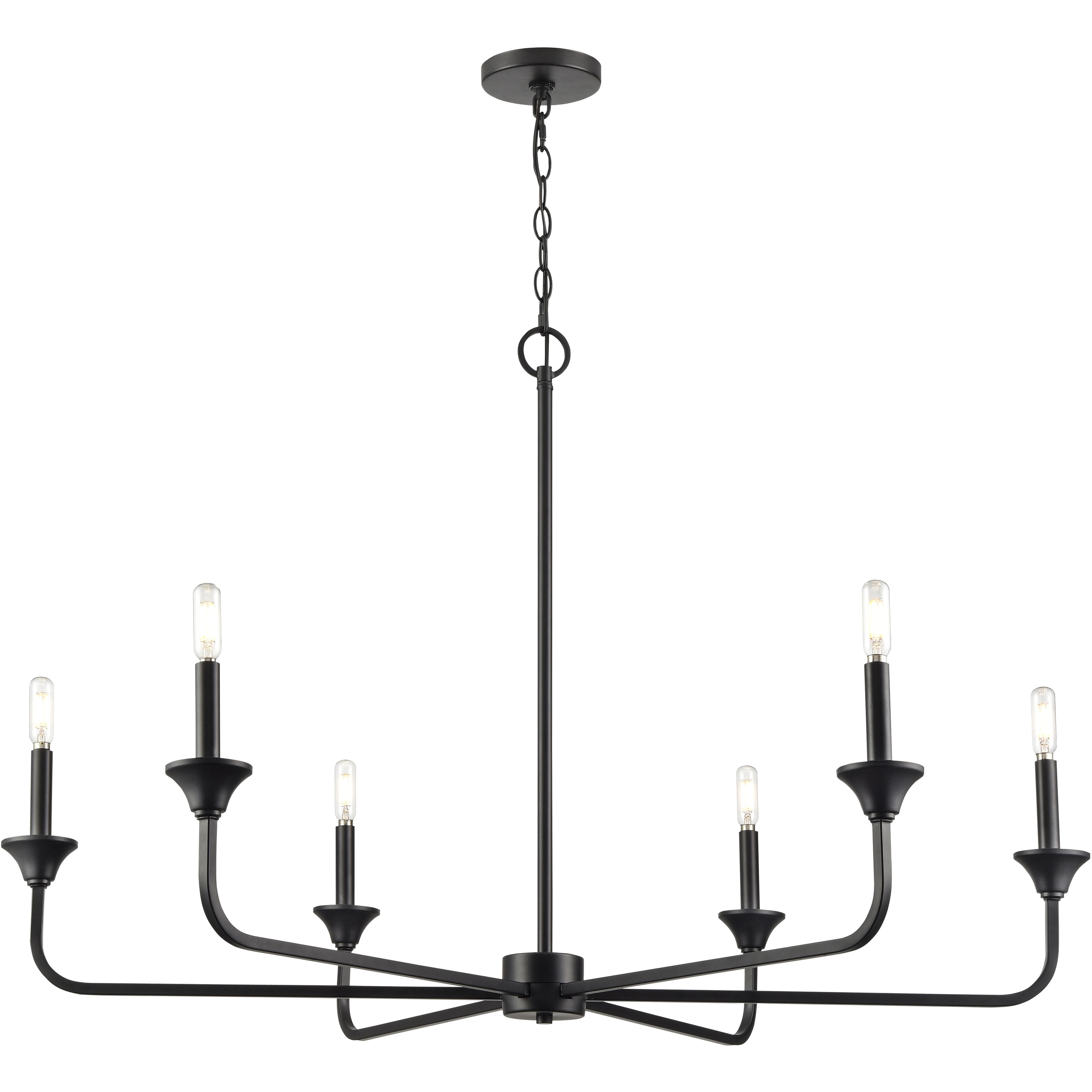 Herring 6 Light 42 inch Matte Black Chandelier Ceiling Light